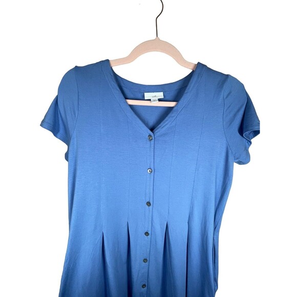 J.Jill Blue Jersey Cap Sleeve V-Neck Fit and Flare Midi Dress XSmall - Picture 3 of 10